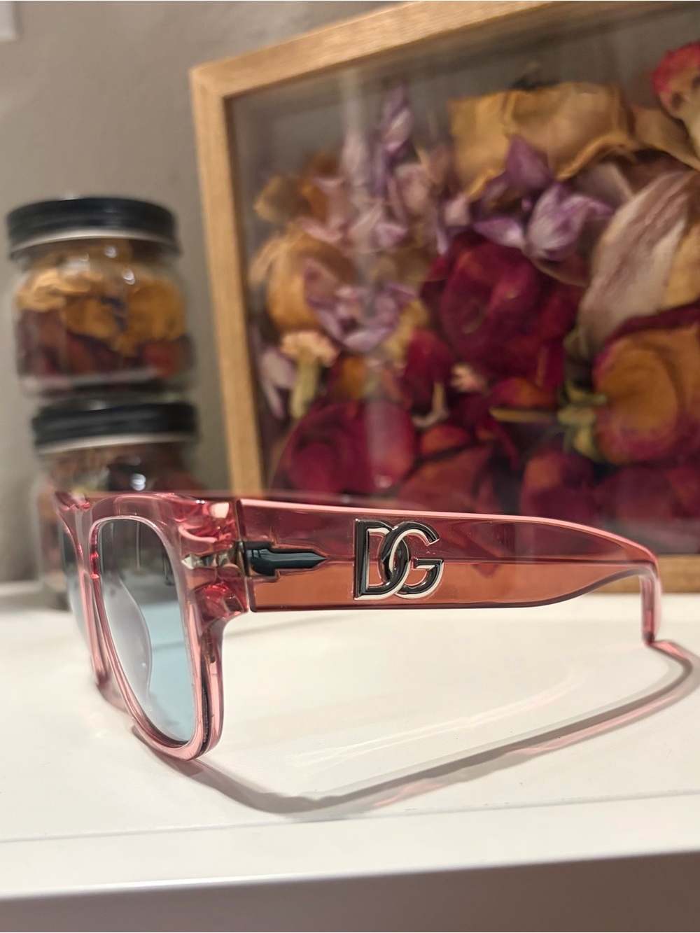 Dolce & Gabbana Persol Pink Clear Frame Sunglasses with Light Blue Lenses - Picture 2 of 6
